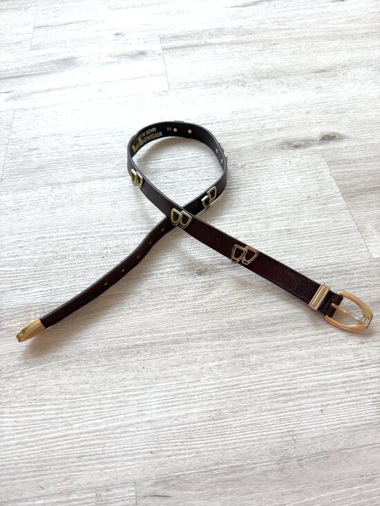 Vintage Brown Leather Belt Gold Western Boho One Inch Width Boho Size 30